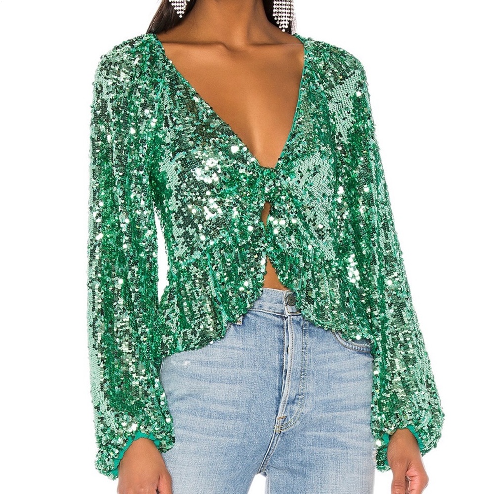 For Love And Lemons Madeleine Sequin Top